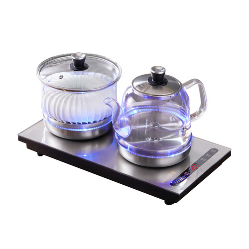 Bottom-mounted, fully automatic dual-top electric kettle with water heating and tea station—integrated water-pumping tea maker and glass electric tea stove