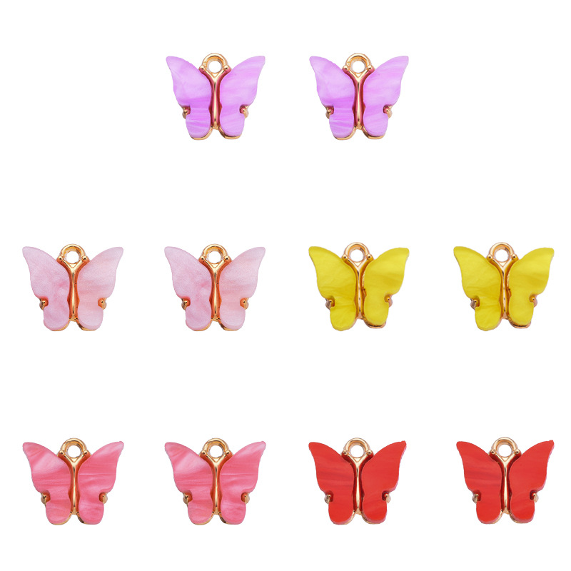 A Pack Of 30 Alloy Acrylic Colorful Butterfly Pendant DIY Jewelry Accessories Earrings Necklace display picture 11