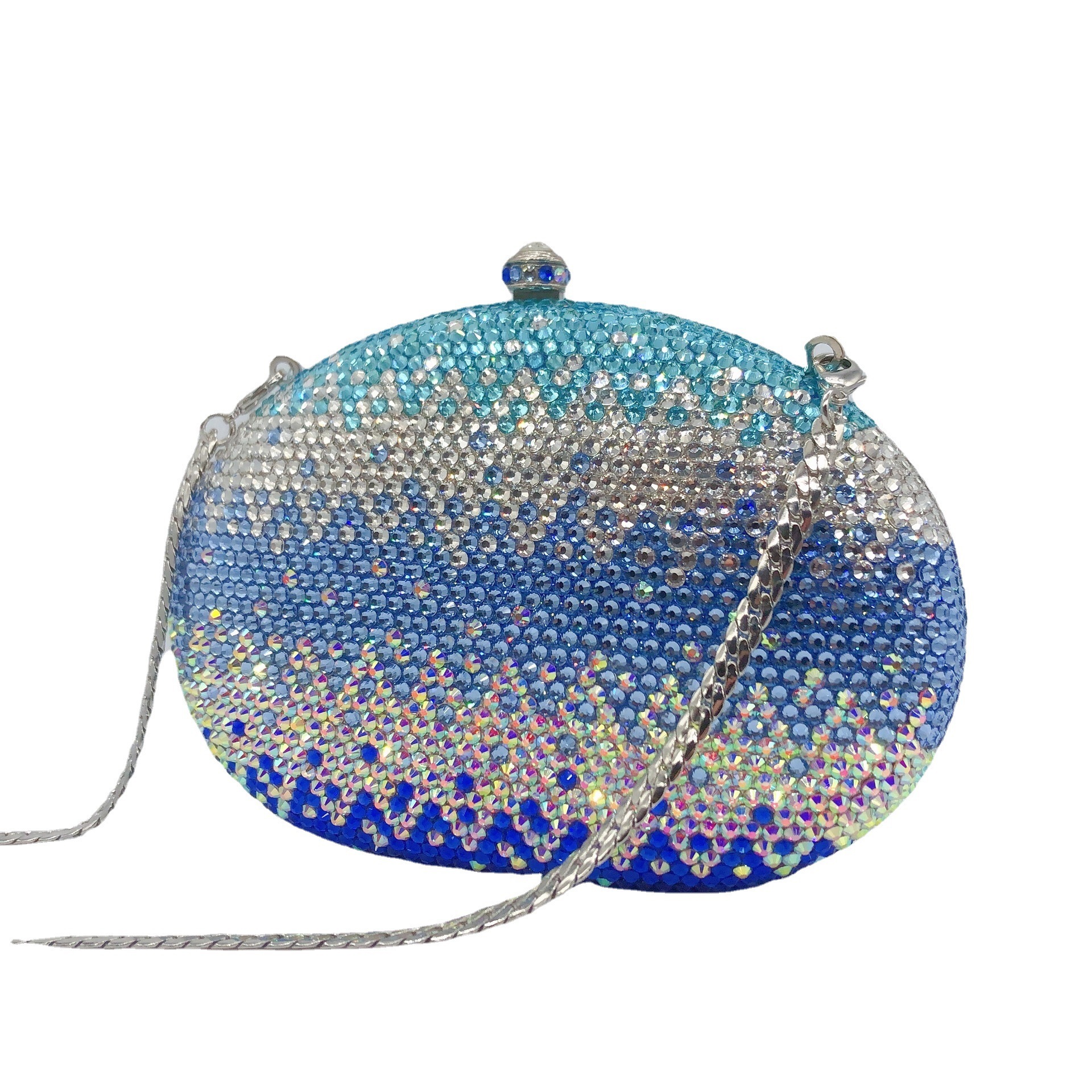 Bolsa de mano de diamante de color gradiente nuevo bolso de cena de diamantes transfronterizo bolso de diamante plano bolso de mujer bolso de embrague