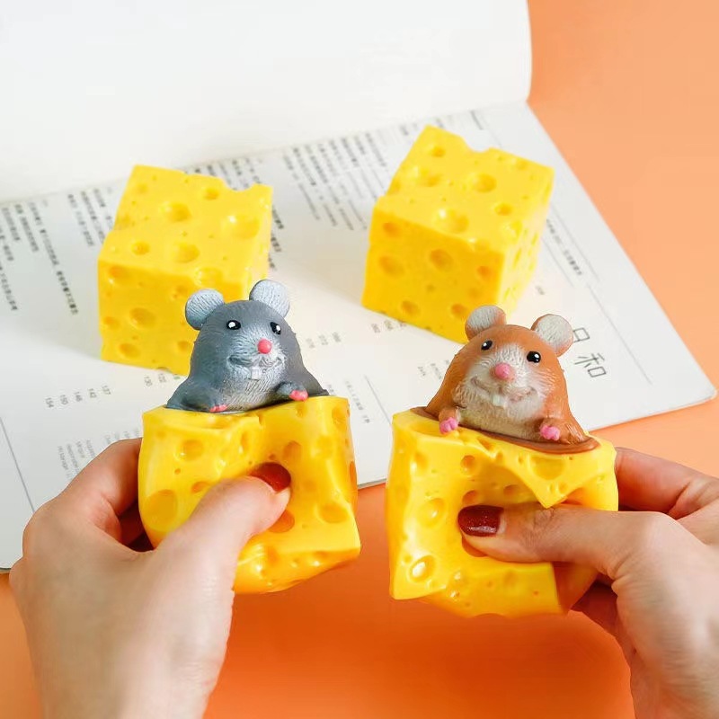 Creative Cheese Mouse Cup Squeeze Yellow Squirrel Stress Relief Children's TPR Toy