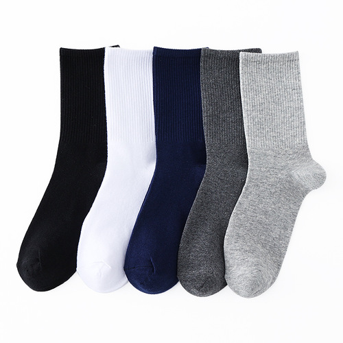 Spring and summer socks for men and women, solid color cotton socks, mid-calf socks, black and white basketball socks, sports socks, stockings, trendy socks wholesale