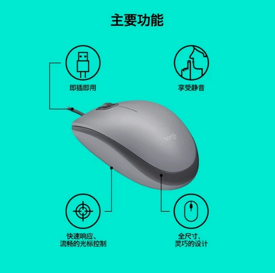 Logitech M111 проводная мышь для ноутбука, USB, игровая/офисная оптическая мышь