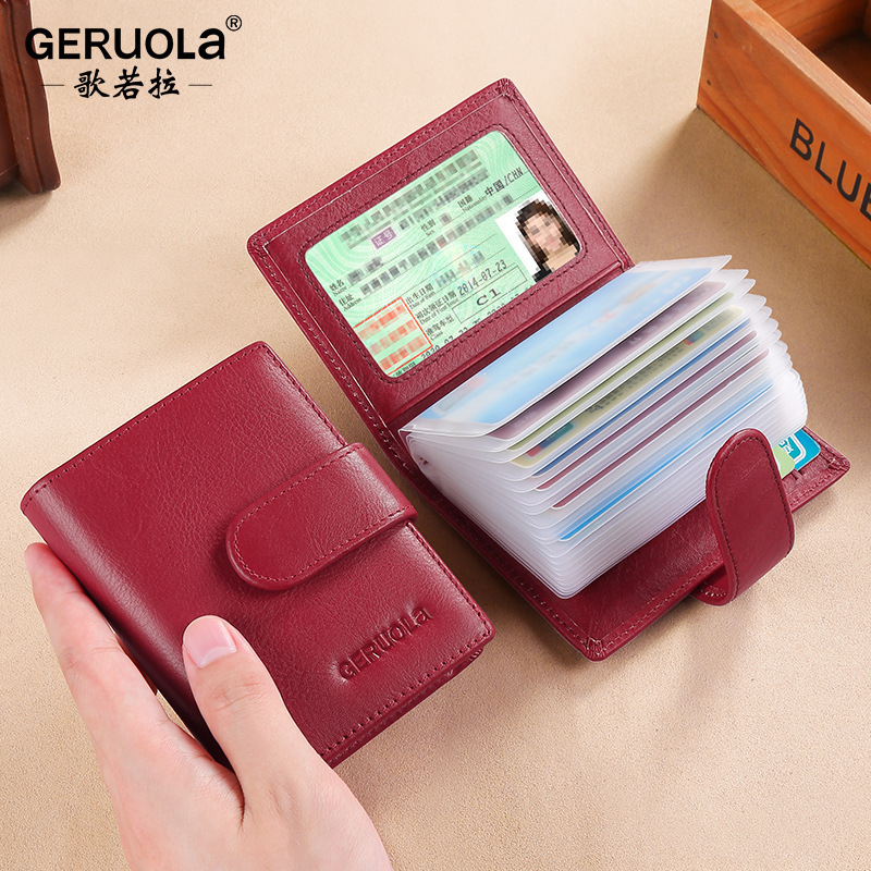 Cartera de cuero para mujer, posición de tarjeta de gran capacidad, antimagnetización múltiple, bolsa de tarjeta transparente compacta, tarjeta de licencia de conducir ultrafina, hombre