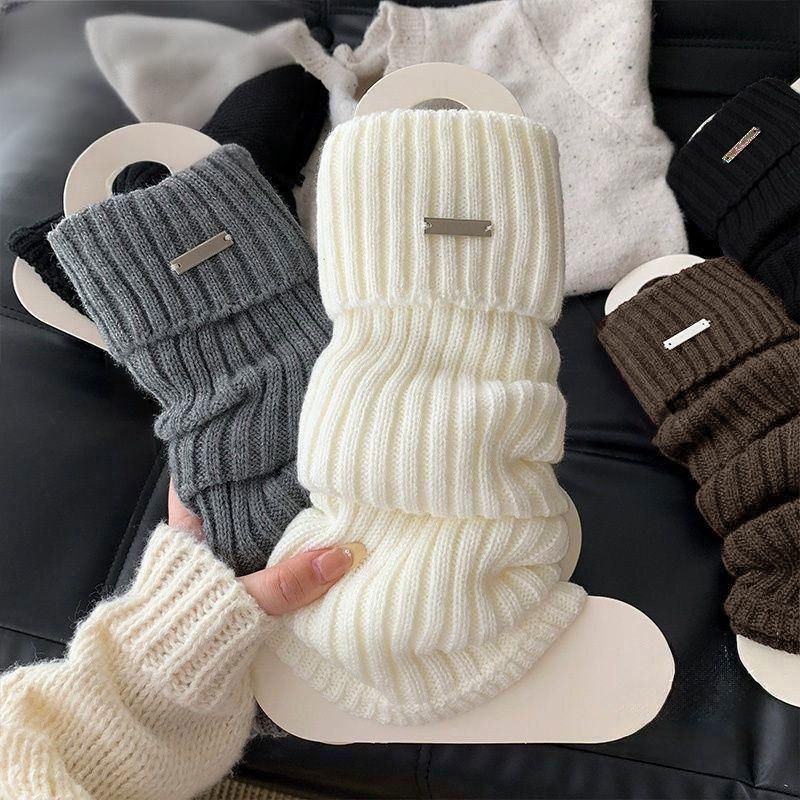 Metallic Gray Sock Warmers for Women, Autumn and Winter Style, Y2K Style Leg Warmers, Soft, Non-Slip, Heat-Retaining
