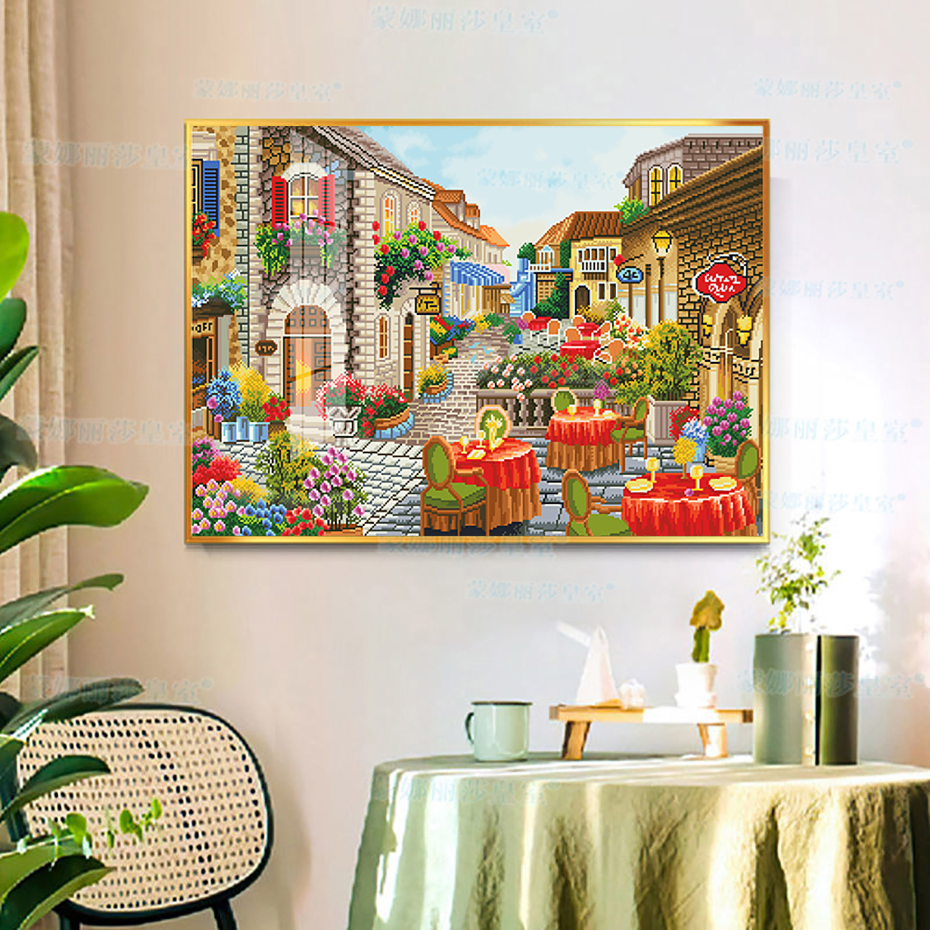 Productos genuinos Mona Lisa Royal punto de cruz Paris Street View Flower Street callejón hermoso simple bordado hecho a mano
