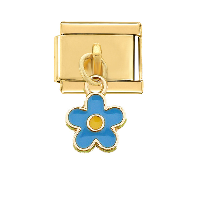 3723-Gold hanging blue flower
