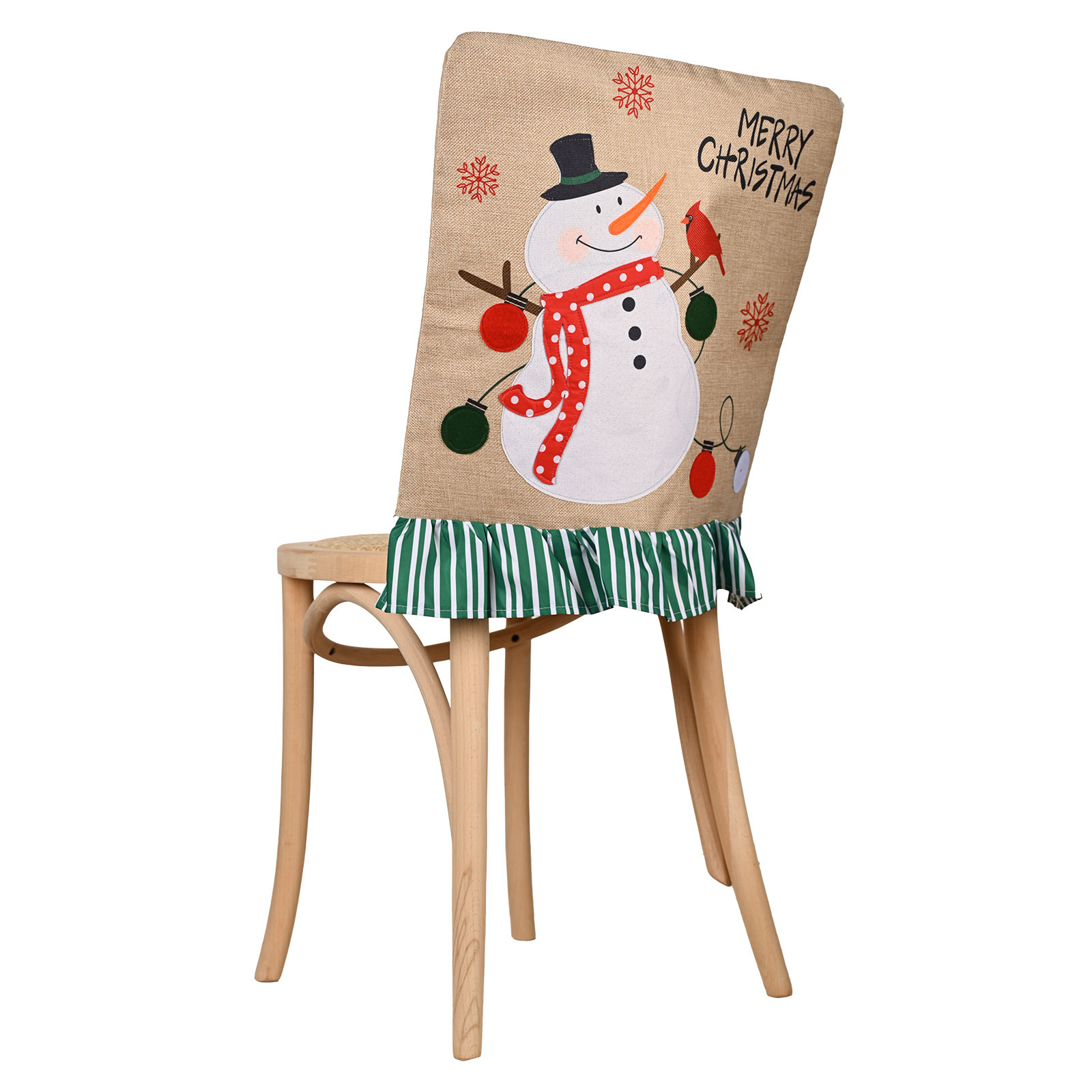 Nuevos productos transfronterizos decoraciones de Navidad lino viejo muñeco de nieve cubierta de silla de fichaje de Navidad creativa cubierta de taburete a rayas
