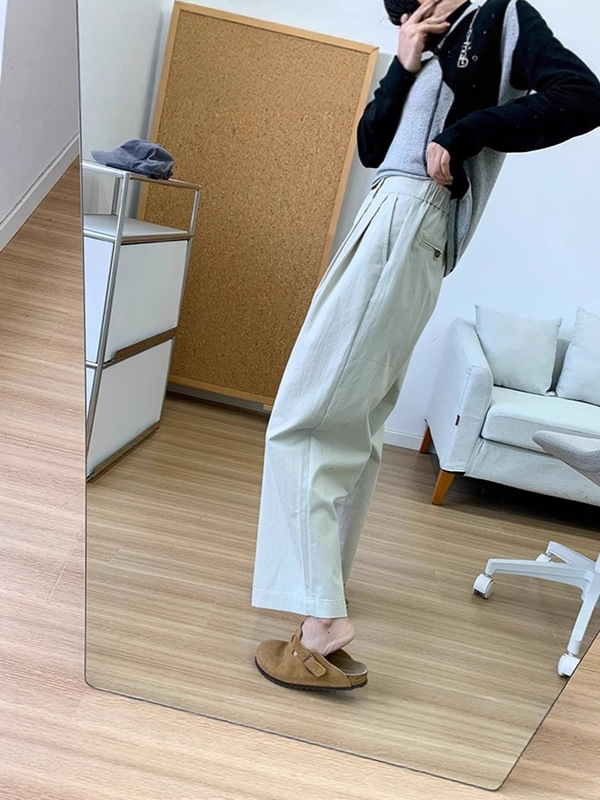 梨形身材B备！高密水洗棉宽松直筒裤春秋新款小个子阔腿休闲裤女|undefined
