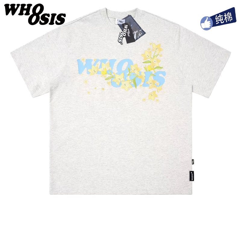 WHOOSIS（名前不明）8ロゴ花柄半袖Tシャツ夏アメリカンファッションブランドカップル男女兼用|undefined