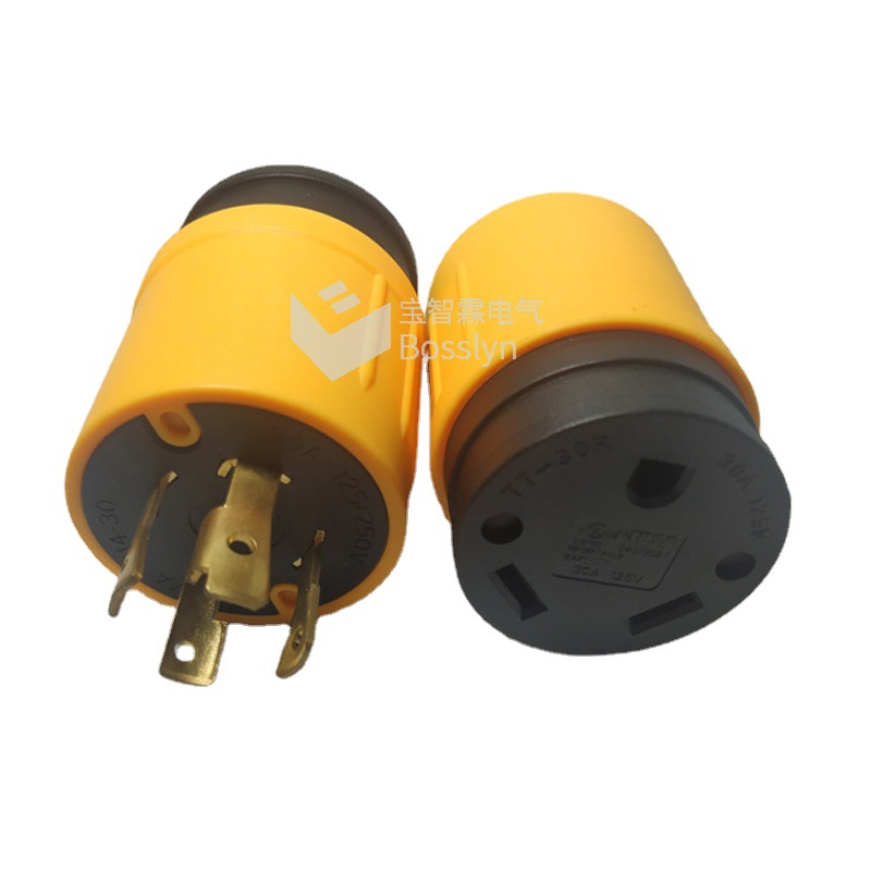 大功率电器L14-30P TO  TT-30R美式电源转接头 四极电源插头30A
