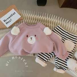 韩版女婴儿衣服女童可爱卫衣套装春秋季洋气短裙一周岁两件套