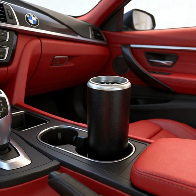 Perfplant seat – Soap Holder, Car Cup Holder - tall-black-barrel-with-a-silver-lid-empty-barrel-soap-not-included
