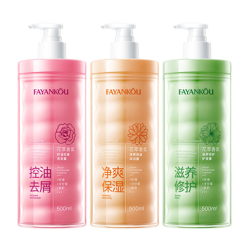 Fragrancia de flor de Fago, crema de baño refrescante, espuma densa, acondicionador de cabello de limpieza profunda, champú de lavado y protección