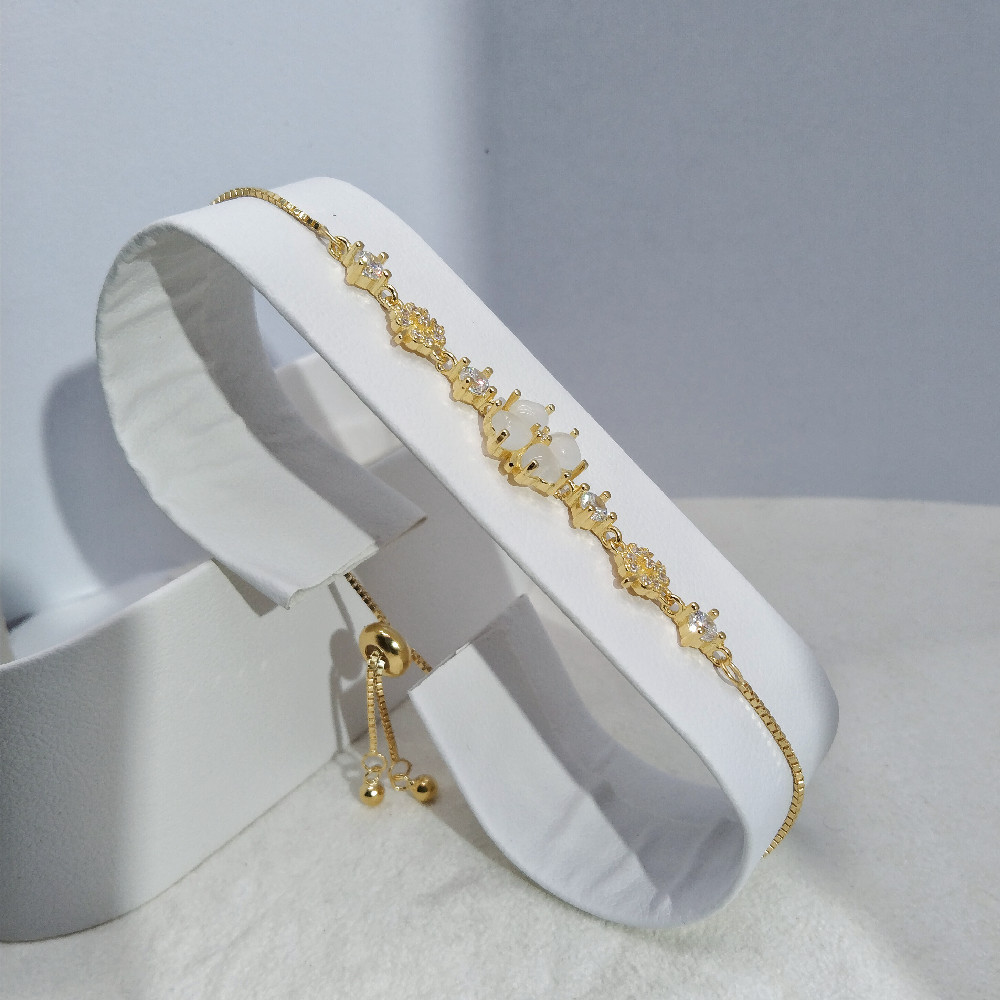 Holiday, Daily Occasion 1 Piece 925 Sterling Silver Flower Cat's Eye Stone 925 Sterling Silver Bracelets