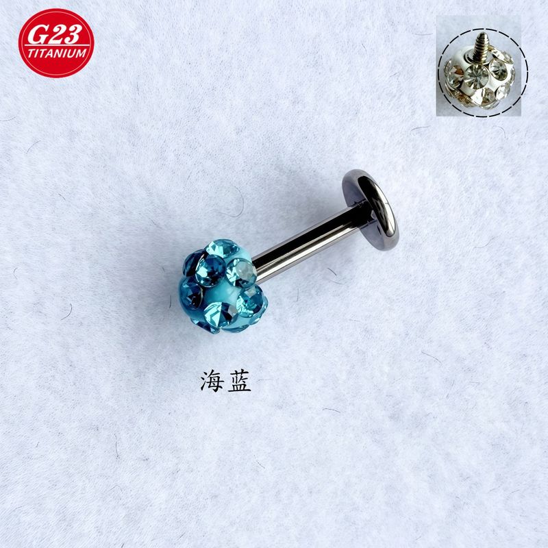 G23钛合金内螺纹杆钛钢外螺纹泥巴球耳钉唇钉陨石球耳骨钉饰品|undefined