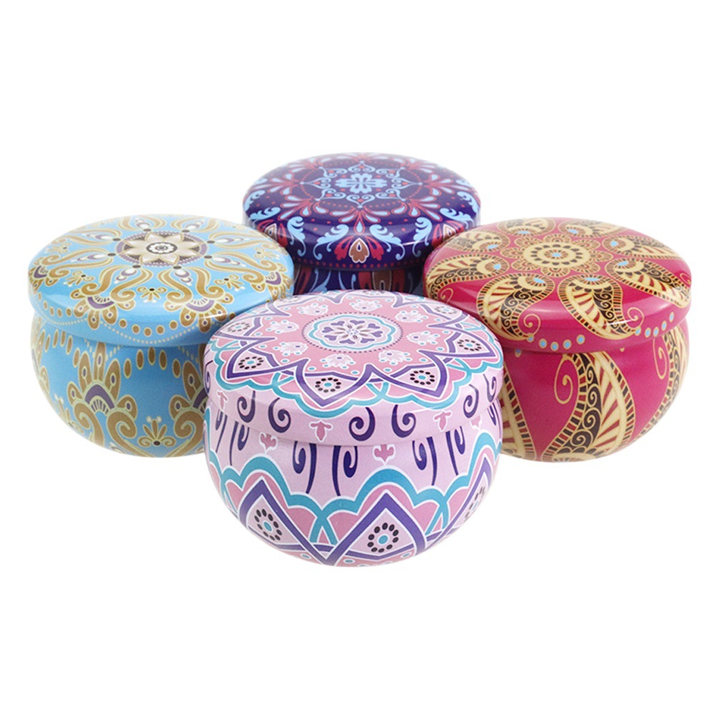 Suministrado directamente por el fabricante, en stock, caja de regalo de lata de 2.2 onzas para caramelos de sirope de pera, embalaje para tarro de velas, almacenamiento