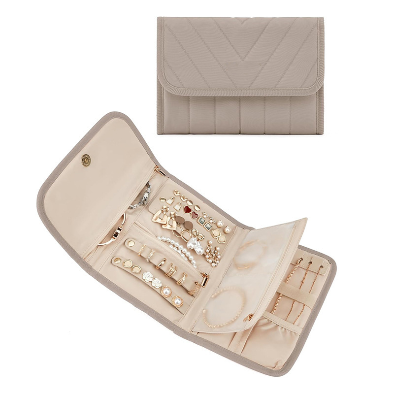 Nueva bolsa de almacenamiento de joyas, caja de viaje, carpeta, libro de almacenamiento con bolsillo transparente, caja de almacenamiento con cremallera, primera