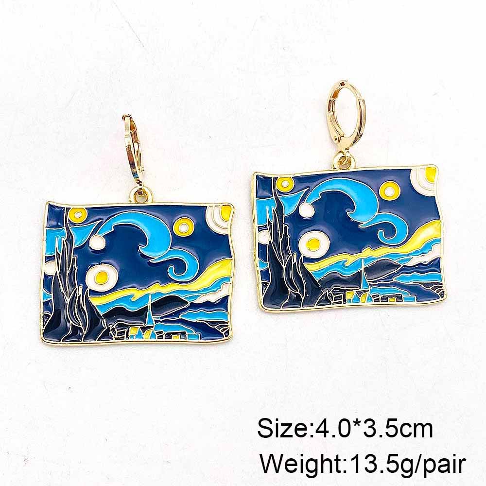 11g Weight Copper Ear Needle Material Drop Earrings Classification 1 Pair Quantity Daily, Street Occasion Alloy Material Building, Landscape Pattern Women's Gender Enamel Design Simple Style Style 1 Pair Simple Style Building Landscape Enamel Arylic Alloy Drop Earrings 1