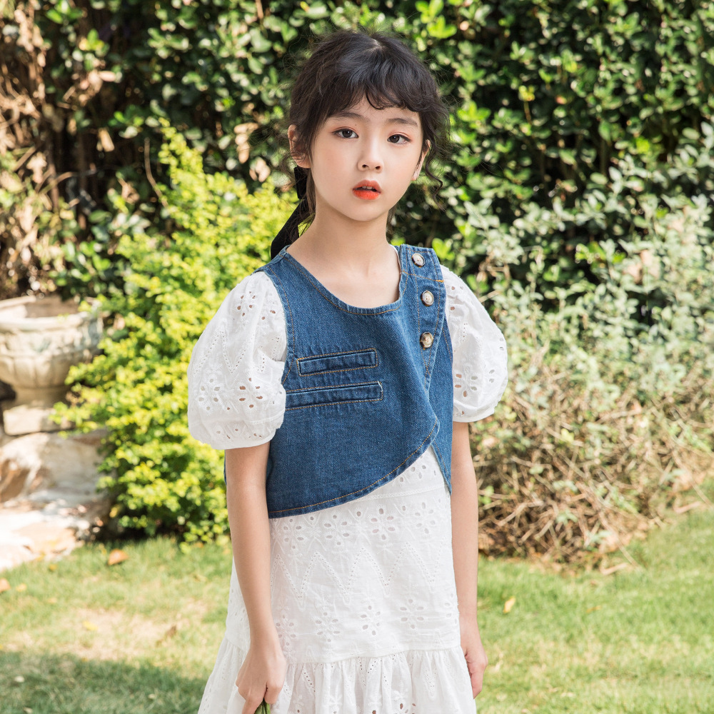 女童马甲外穿新款2022时尚洋气百搭牛仔马甲外套韩版休闲童装批发|ms