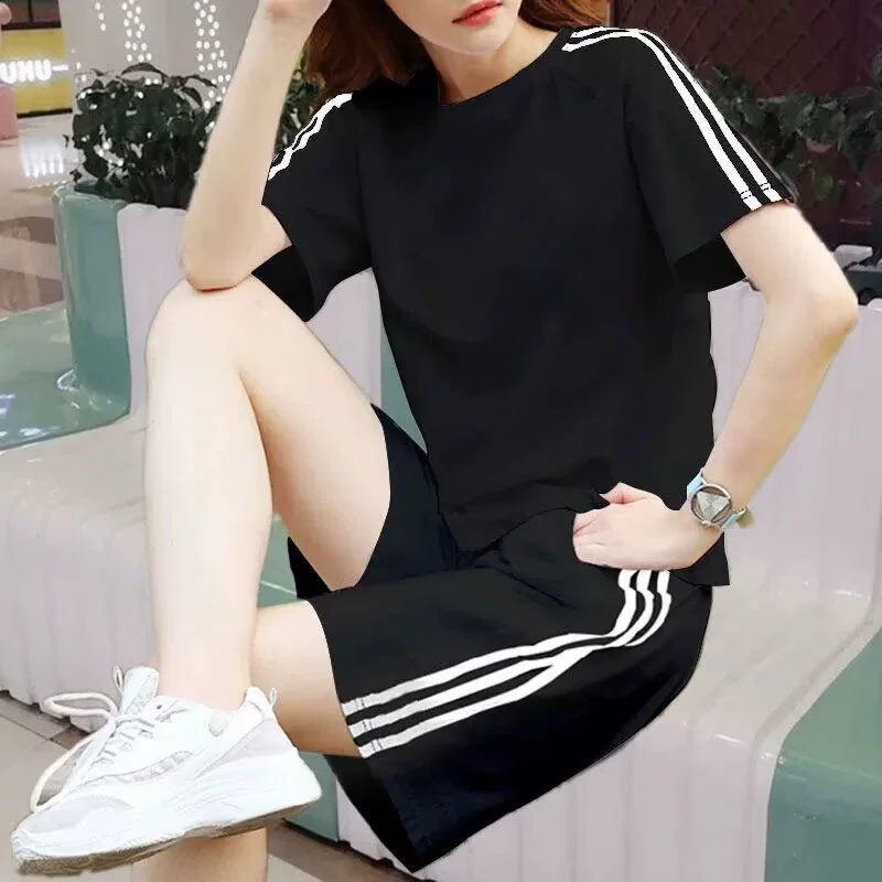 Летний спортивный костюм для двоих для мужчин и женщин, шорты, брюки, комплект, оверсайз, с коротким рукавом