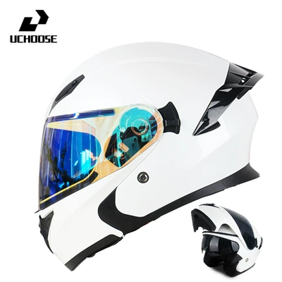 3C Certified Motorcycle Open-Face Helmet with Bluetooth Safety, Retro Riding, Full Coverage, Suitable for All Seasons (Motorcycle Safety Supplies) - pearl-white-aurora-blue-comes-with-transparent-mirror-bluetooth-headset-m