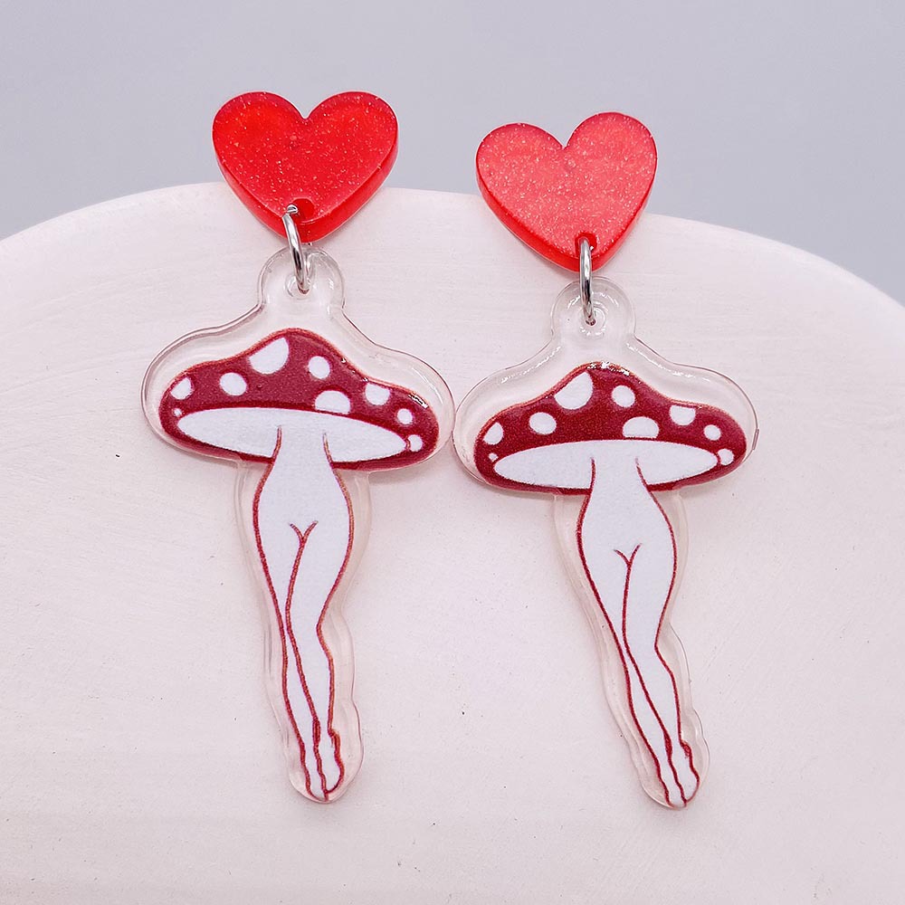 Wholesale Jewelry 1 Pair Cute Lipstick Flamingo Heart Shape Arylic Drop Earrings display picture 4