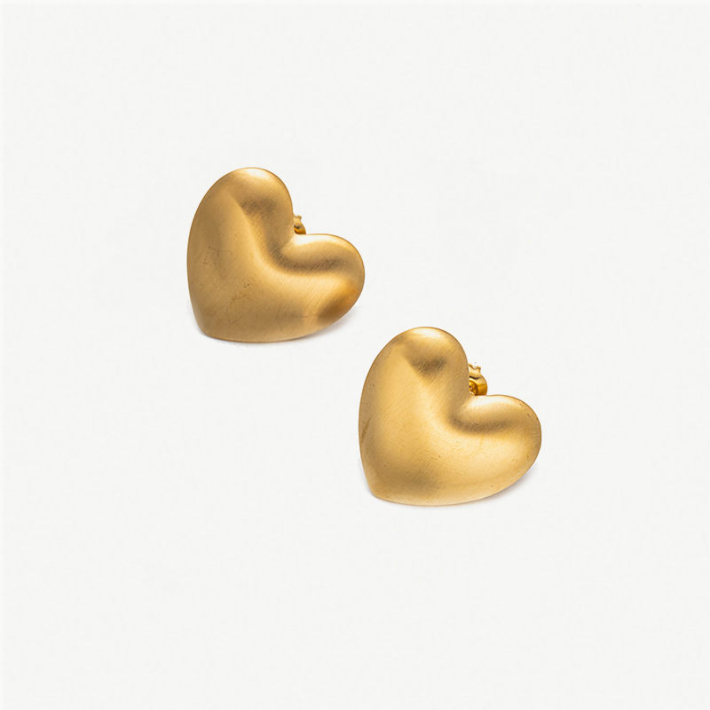 Taina Omeiins amor de moda alta sensación de textura bicolor pendientes de acero inoxidable 18k oro titanio pendientes de acero para mujeres
