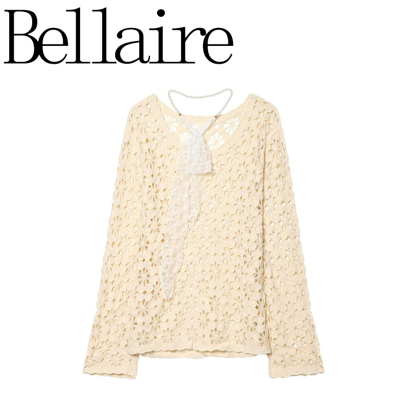 Za Foreign Trade Wholesale European and American Style French Women's Fashion Versatile Elegant Casual Simple Crochet Hollow-Out Knitwear Za Foreign Trade Wholesale European and American Style French Women's Fashion Versatile Elegant Casual Simple Crochet Hollow-Out Knitwear
