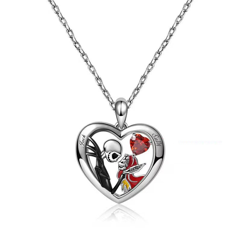 Fashion Heart Shape Alloy Plating Artificial Crystal Halloween Womenu0027S Pendant Necklace