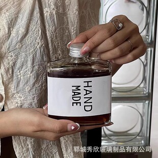 New 250mlins Style New Internet Celebrant Cold Extraction Tea Glass Bottle Cold Tea Bottle with Lid Milk Tea Bottle Small Capacity Fruit