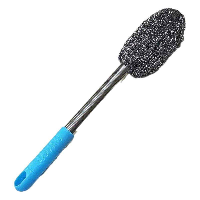 Щетка для мытья кастрюль из нержавеющей стали с длинной ручкой, длинный стержень для чистки кухонной плиты, мойка и раковина для кастрюль, без ржавчины, без вреда для рук, без шлака