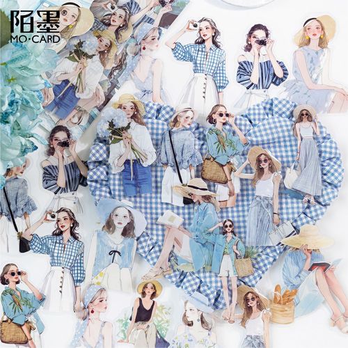 Momo PET White Ink Sticker Book Series for Urban Women's Life 6 kinds of scrapbook decoration materials 
