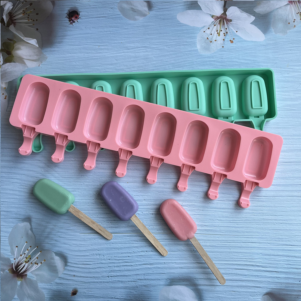 8 elíptico 480 helado molde de silicona helado molde de helado helado molde de helado para hacer suministros de fiesta de verano