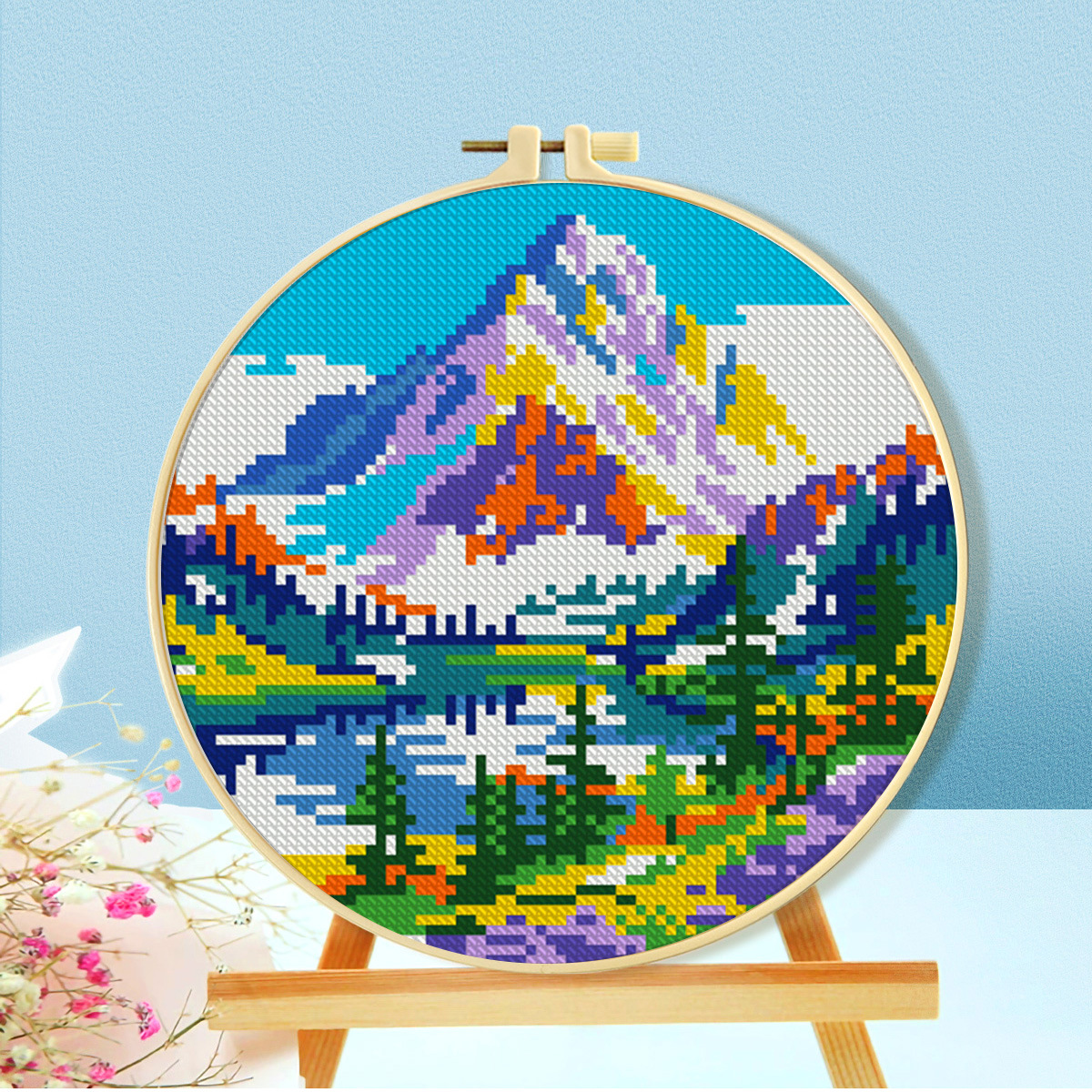Colección de series de paisajes de montaña y río de punto de cruz real de Mona Lisa image 3
