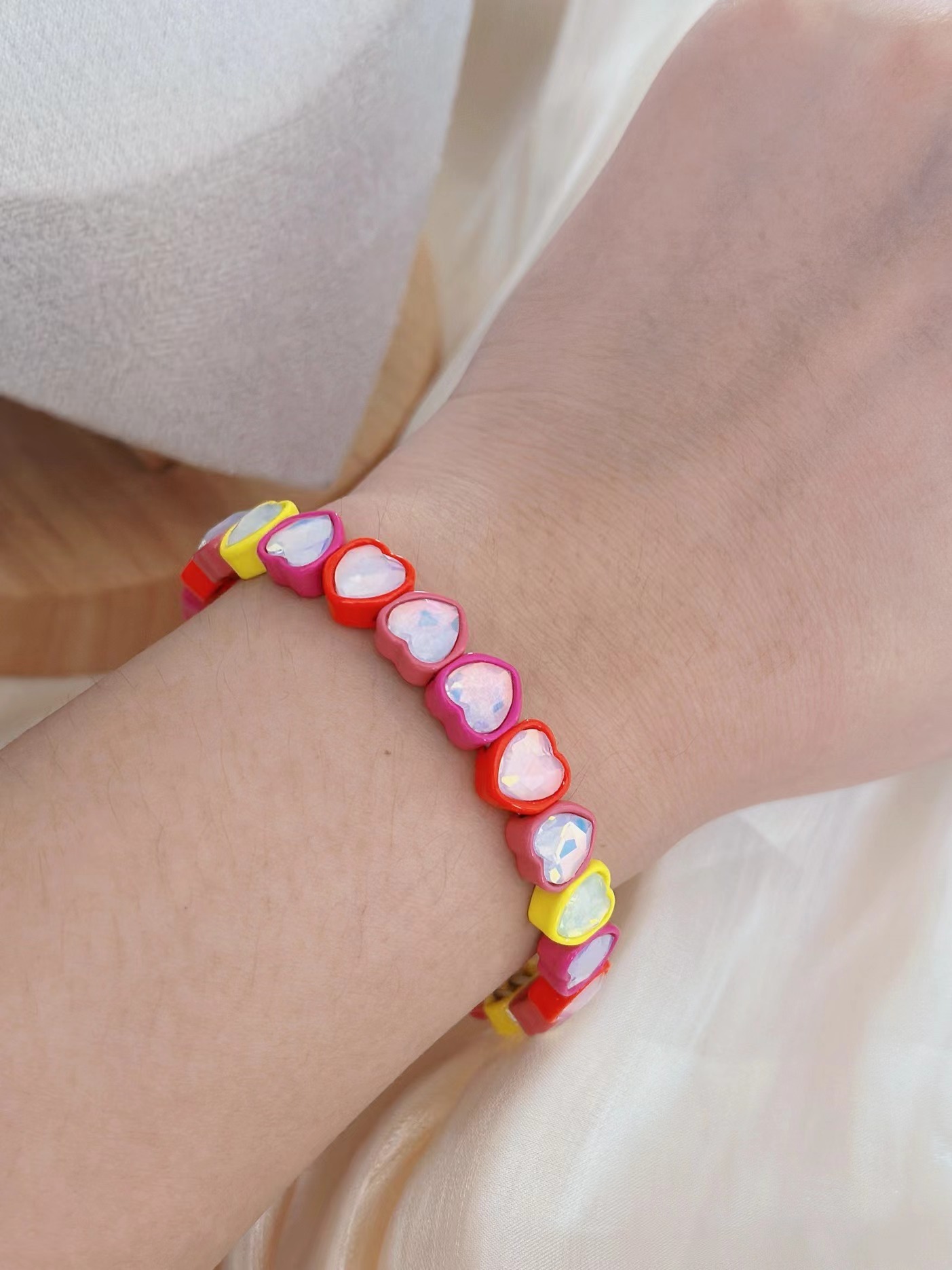 20g Weight Enamel, Zinc Alloy Pendant Material Modern Style Classic Style Heart Shape Alloy Enamel Wholesale Bracelets