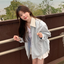 麂皮绒外套女装秋季2025新款韩系穿搭宽松学生夹克衣薄刺绣棒球服