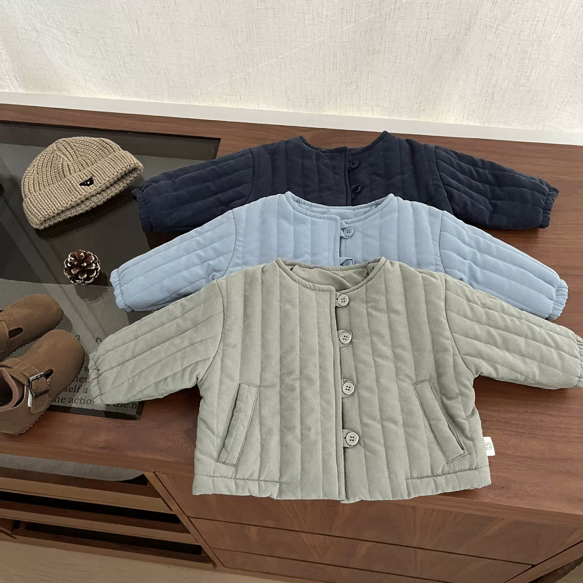 INS冬季韩系中性款棉服洋气男女宝宝夹棉保暖衣服婴幼童加厚外套