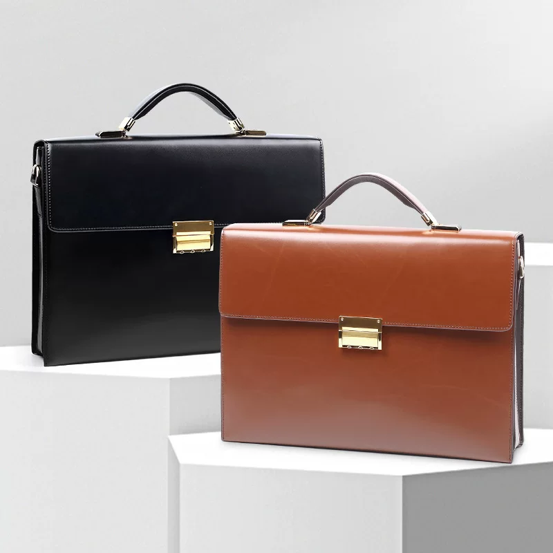 Handheld purse, capacious laptop, bag, business version, genuine leather