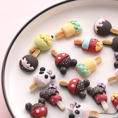 仿真diy米奇米妮小雪糕樹脂飾品熊貓雪糕兒童髮飾手機殼美容材料