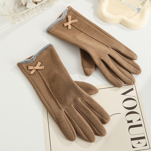 Warm gloves for men and women in winter rabbit velvet plus velvet thickened outdoor riding windproof and cold-proof three-line touch screen gloves