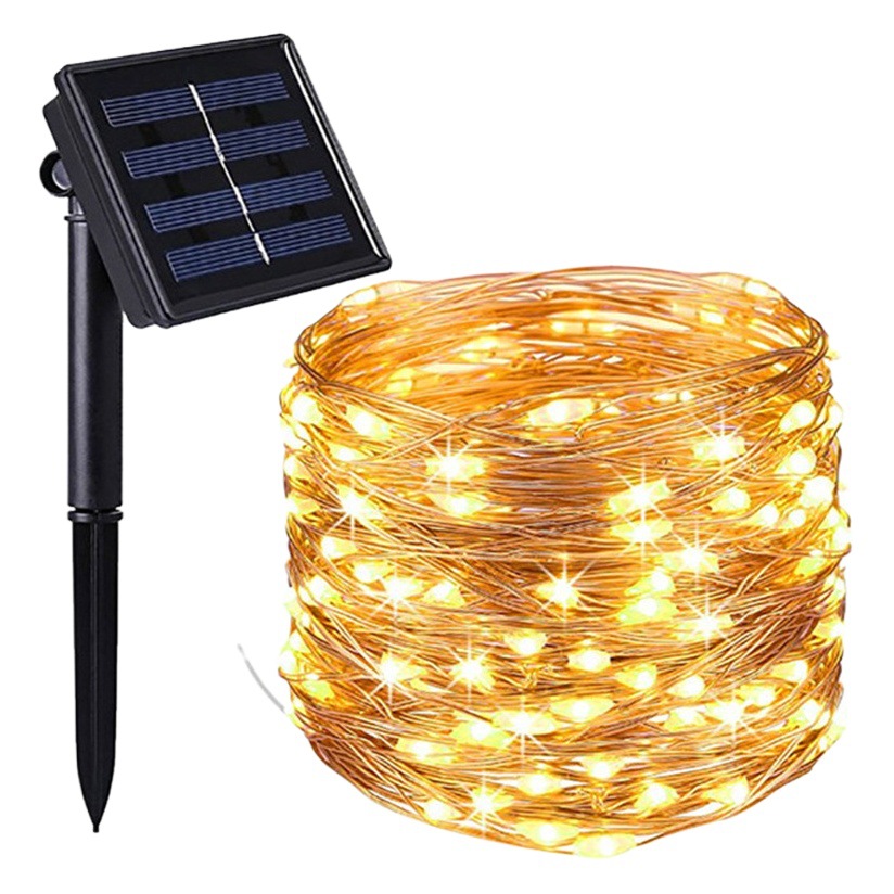 LED lámpara de alambre de cobre solar al por mayor de carga de control remoto Cadena de luz solar de Navidad atmósfera al aire libre patio Lámpara decorativa