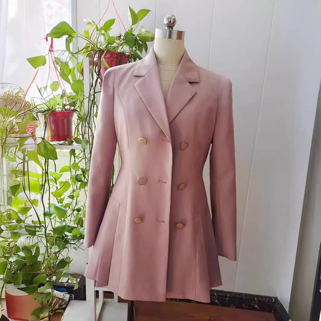 Suit Women's Autumn and Winter Small Body-Slimming Pleated Suit Skirt 2021 Autumn New Waist Dress Short Women