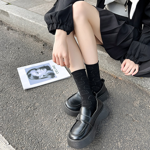 Socks for women summer thin jk Lolita hollow mesh lace pile socks solid color fruit Japanese mid-calf socks