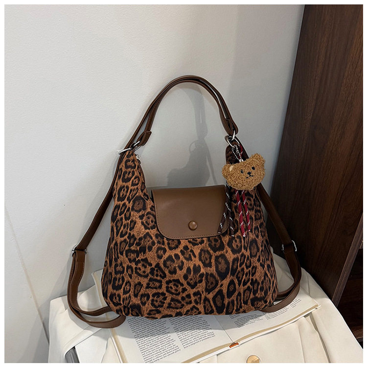 Túi xách nữ đeo vai cỡ lớn , túi xách tay đi làm chất liệu nhung nhung mềm — Bông tuyết nâu Leopard, Quân xanh da báo điện màu, Quân đội xanh, màu cà phê chi tiết 8