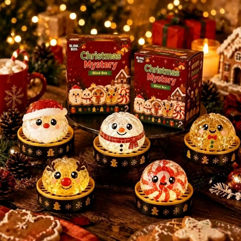 Cross-border Needoh Christmas Squishy Toy Set with Reindeer and Santa Claus for Stress Relief and Sensory Play in Gift Box