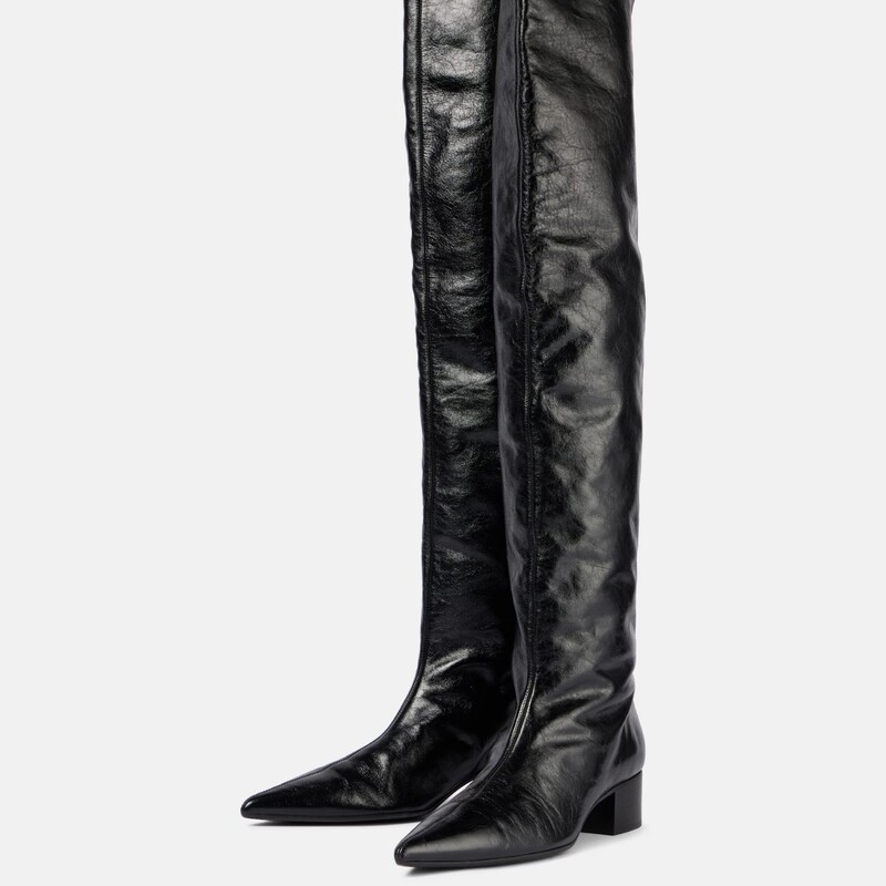 Black New Fashion Versatile Korean Style Elegant Pointed Toe Small Heel Low Heel Boots High Tube over the Knee Slim Boots for Women Simple Black New Fashion Versatile Korean Style Elegant Pointed Toe Small Heel Low Heel Boots High Tube over the Knee Slim Boots for Women Simple