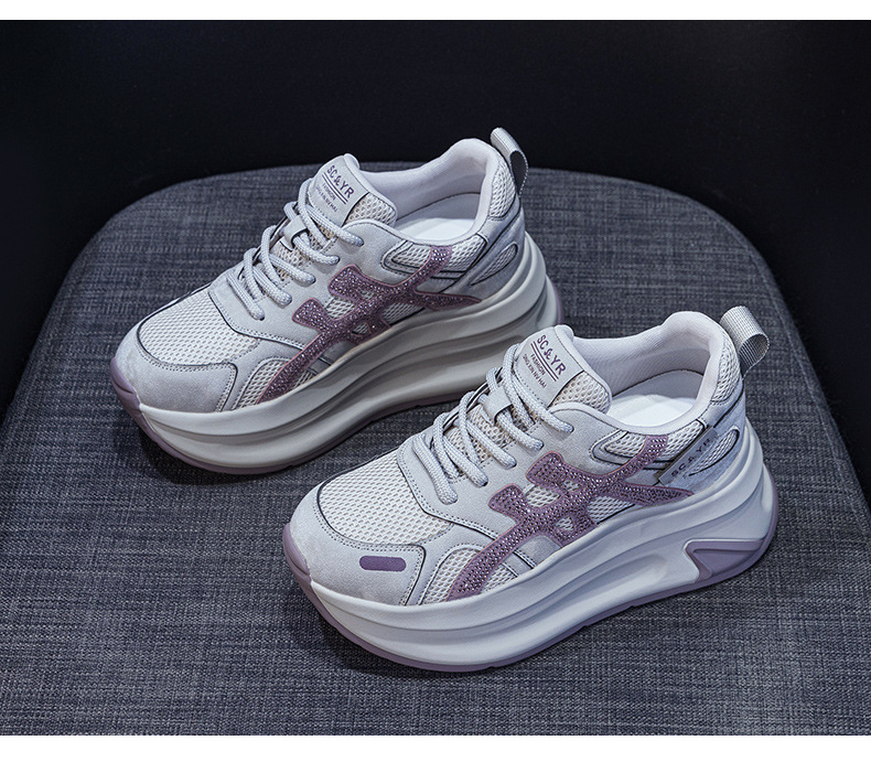 Giày sneaker nữ đế dày tăng chiều cao phong cách dad shoes mới thu 2026 — M2931 màu đen, M2931 màu nâu, M2931 màu xám chi tiết 28