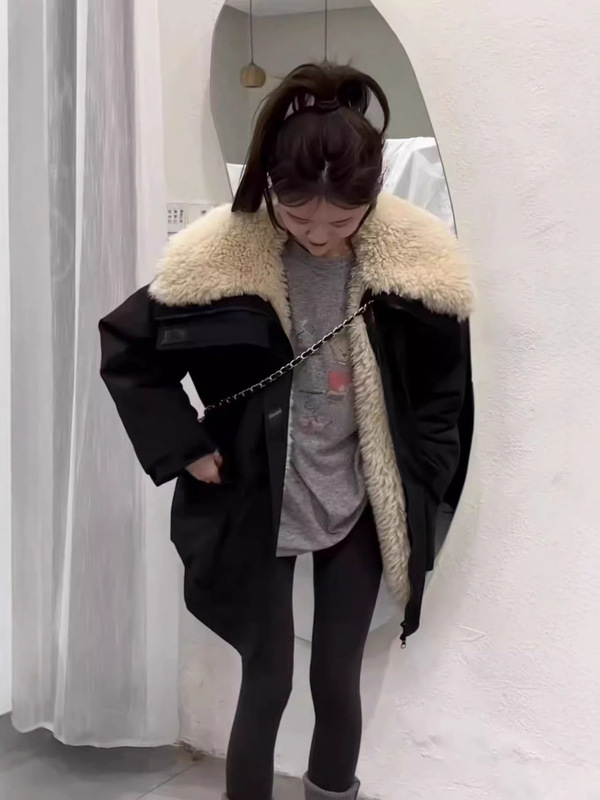 韩版加厚大翻领羽绒棉服女派克服外套女2025冬季新款保暖棉衣上衣|undefined