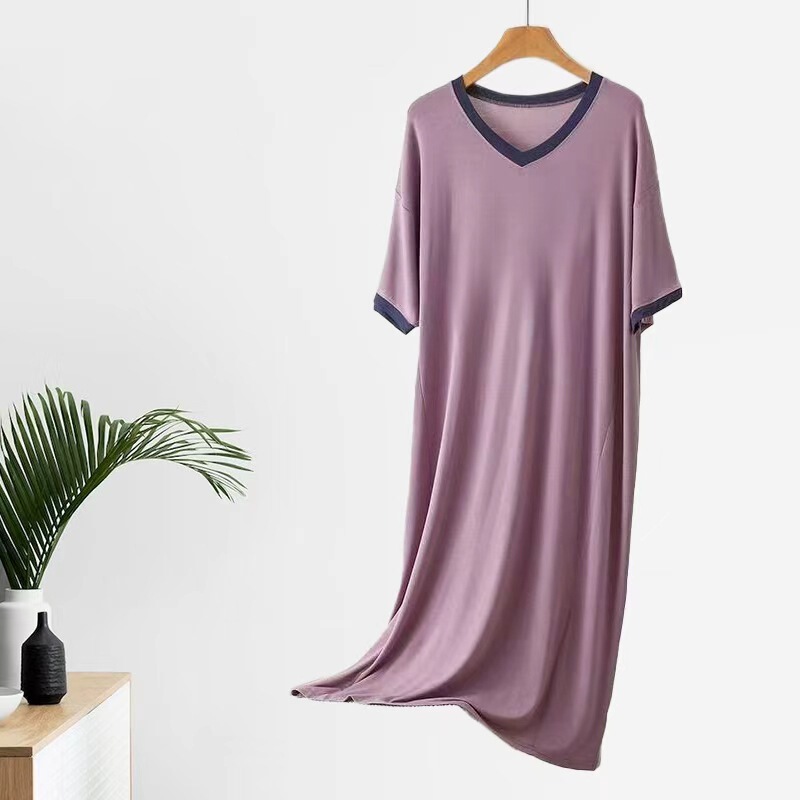 【Source Factory】Plus Size 100kg Summer Maternity Sleepwear for Plus-Size Women Modal Thin Short-Sleeve Dress