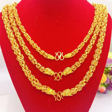 黄铜镀金新款男士光面龙头项链  沙金布纹龙头项链 仿金首饰品